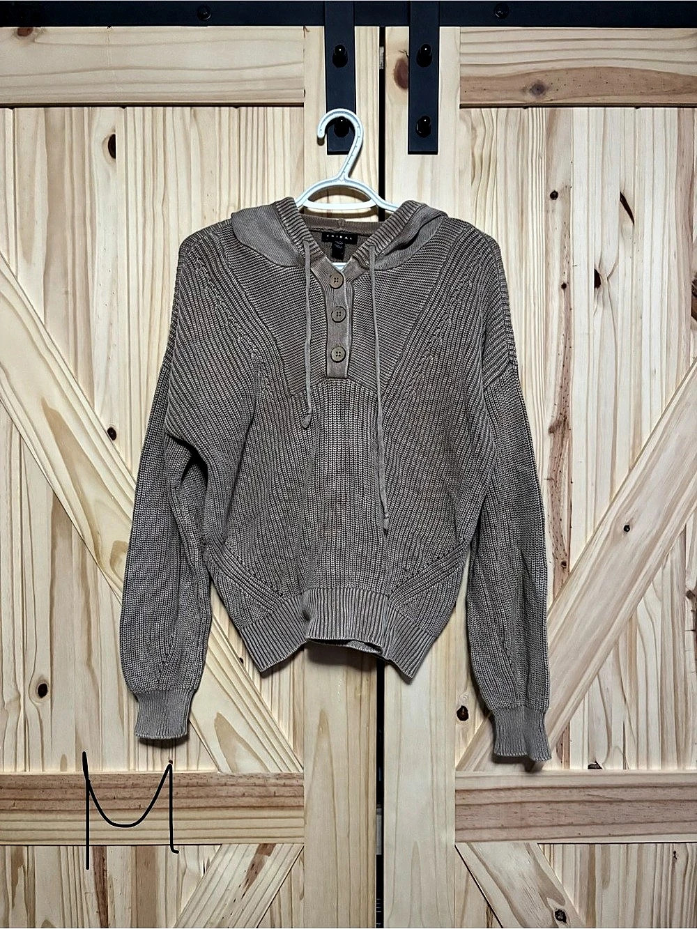 Tribal Houndstooth Hooded Sweater in Brown